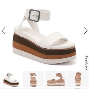 Crown Vintage Katana wedge platform white sandals